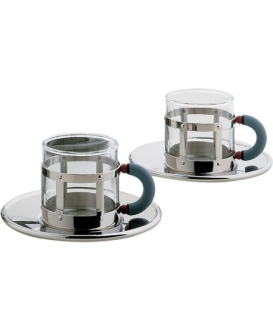 Alessi Michael Graves Set of 2 Mocha Cups with Saucers 10cl